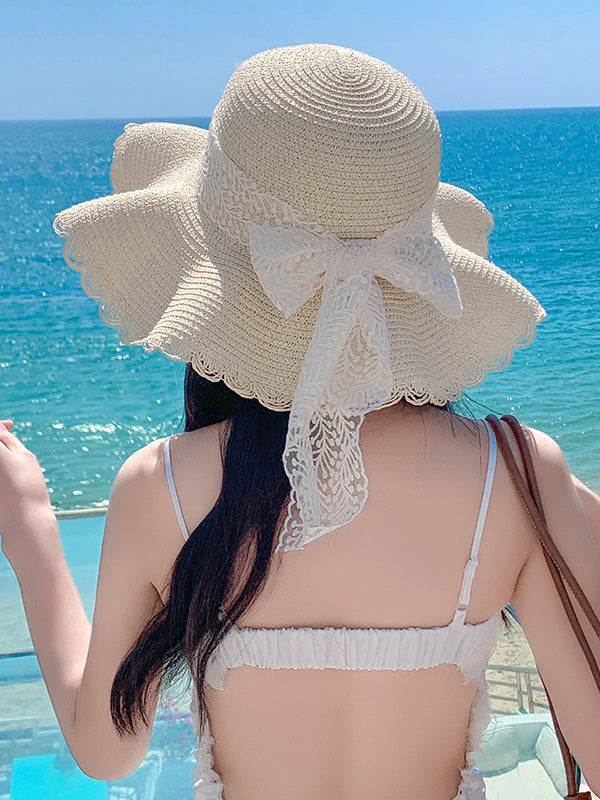 ivory lace bow detail hat — view 2