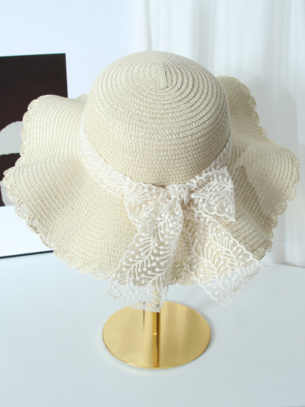 ivory lace bow detail hat — view 4