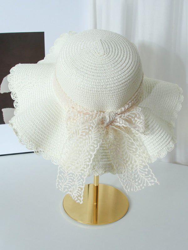 ivory lace bow detail hat — view 7