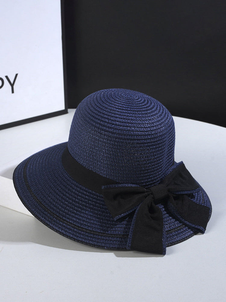 navy bow detail hat — view 3