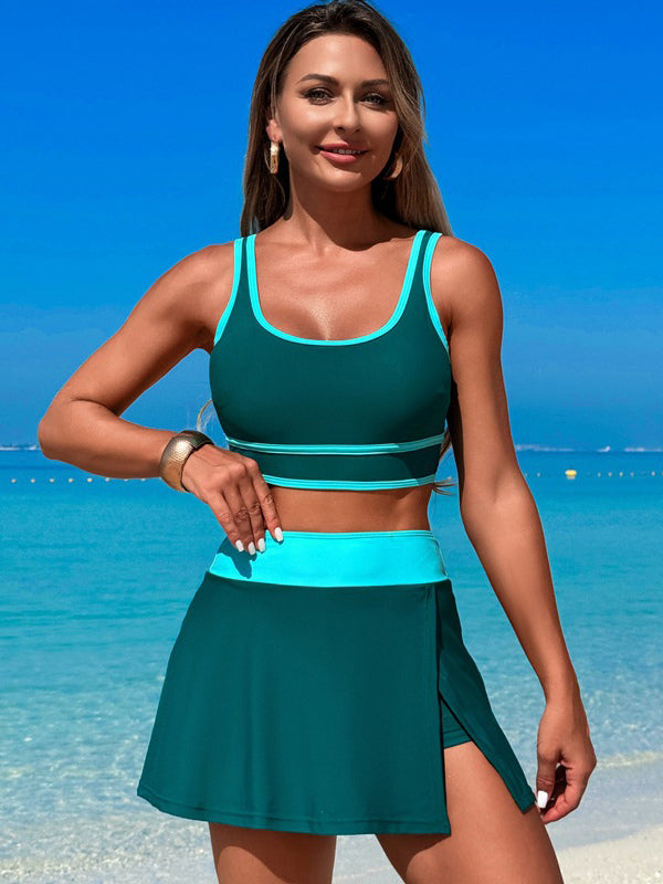 navy contrast panel swimsuit — view 7