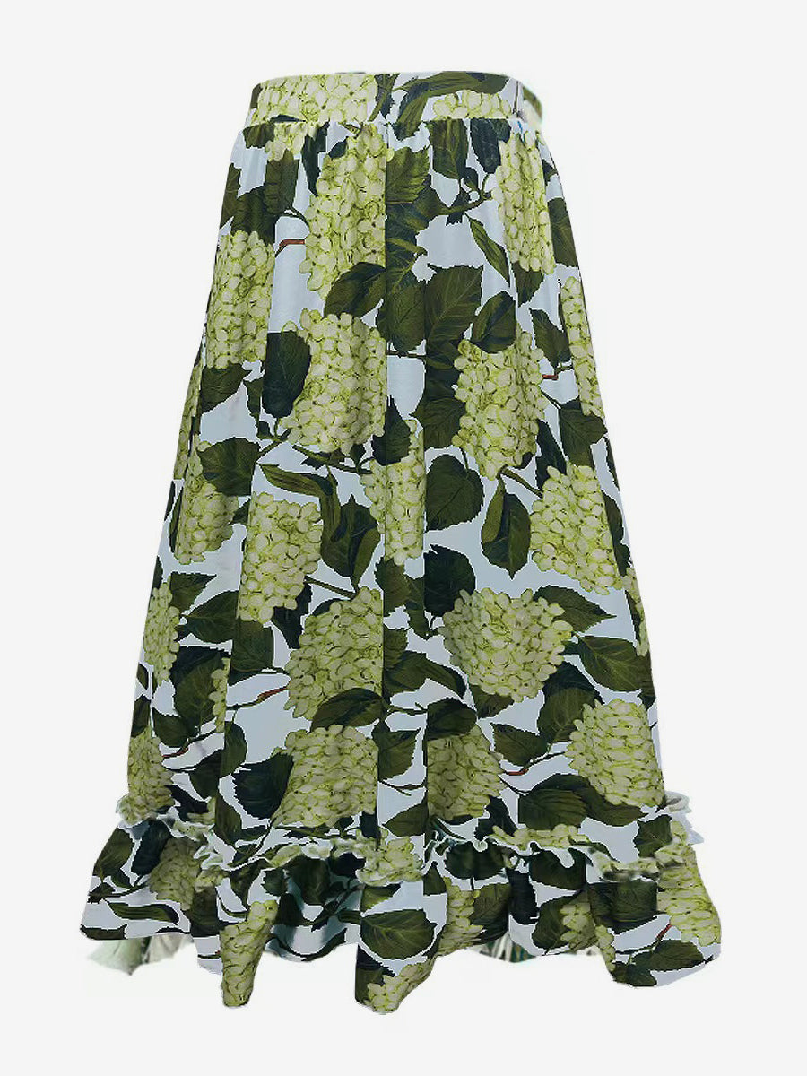 green ruffle floral longline swimsuit — view 9
