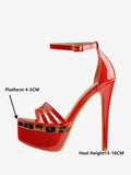 Ture Red Platform Strappy Sandals — view 5