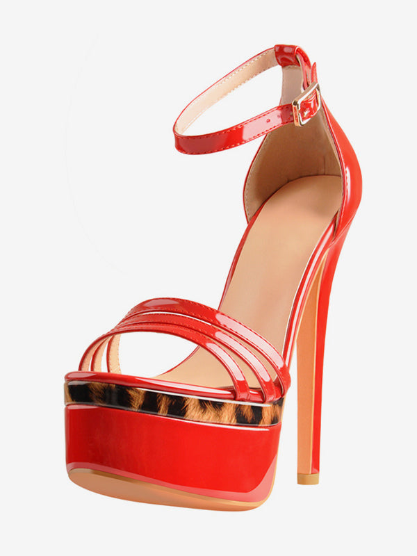 Ture Red Platform Strappy Sandals — view 6