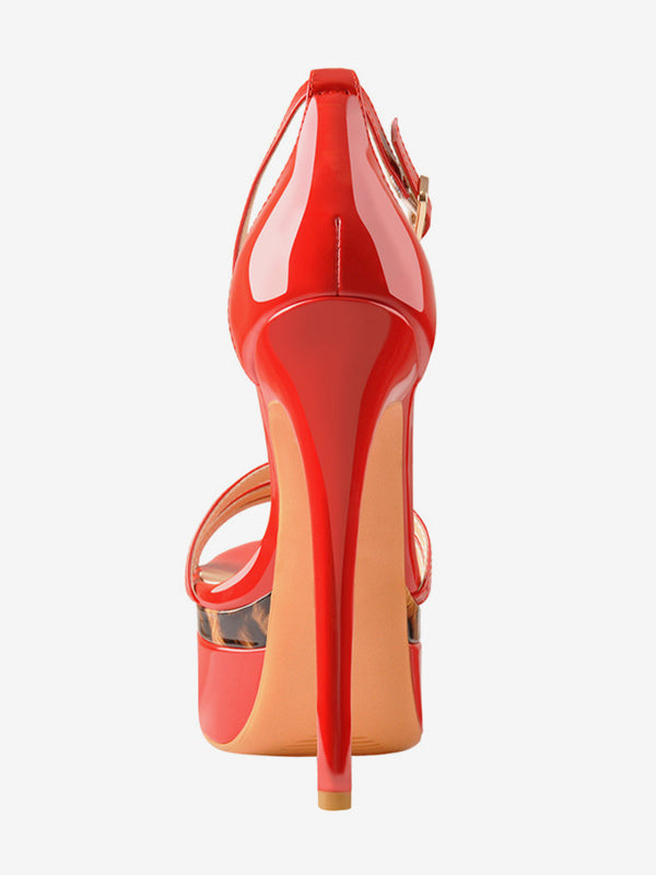 Ture Red Platform Strappy Sandals — view 7