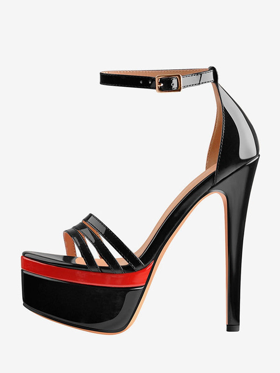 Ture Red Platform Strappy Sandals — view 1