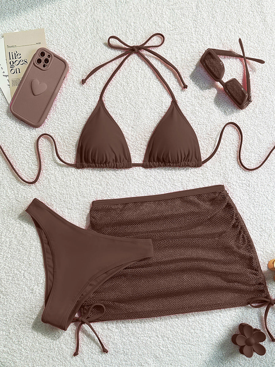burgundy sheer mini bikini set — view 9
