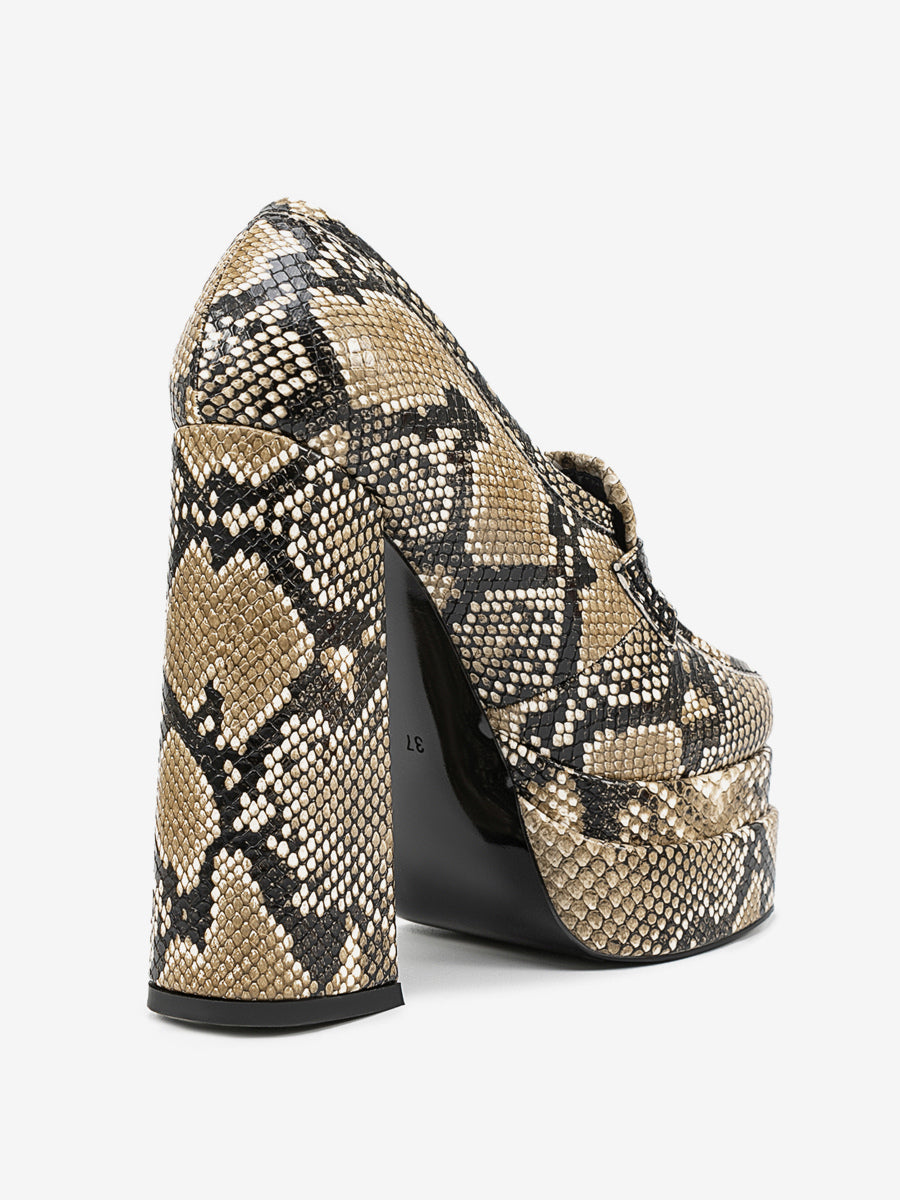apricot round toe platform block heel loafers — view 4