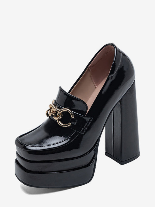 black square toe loafers — view 1