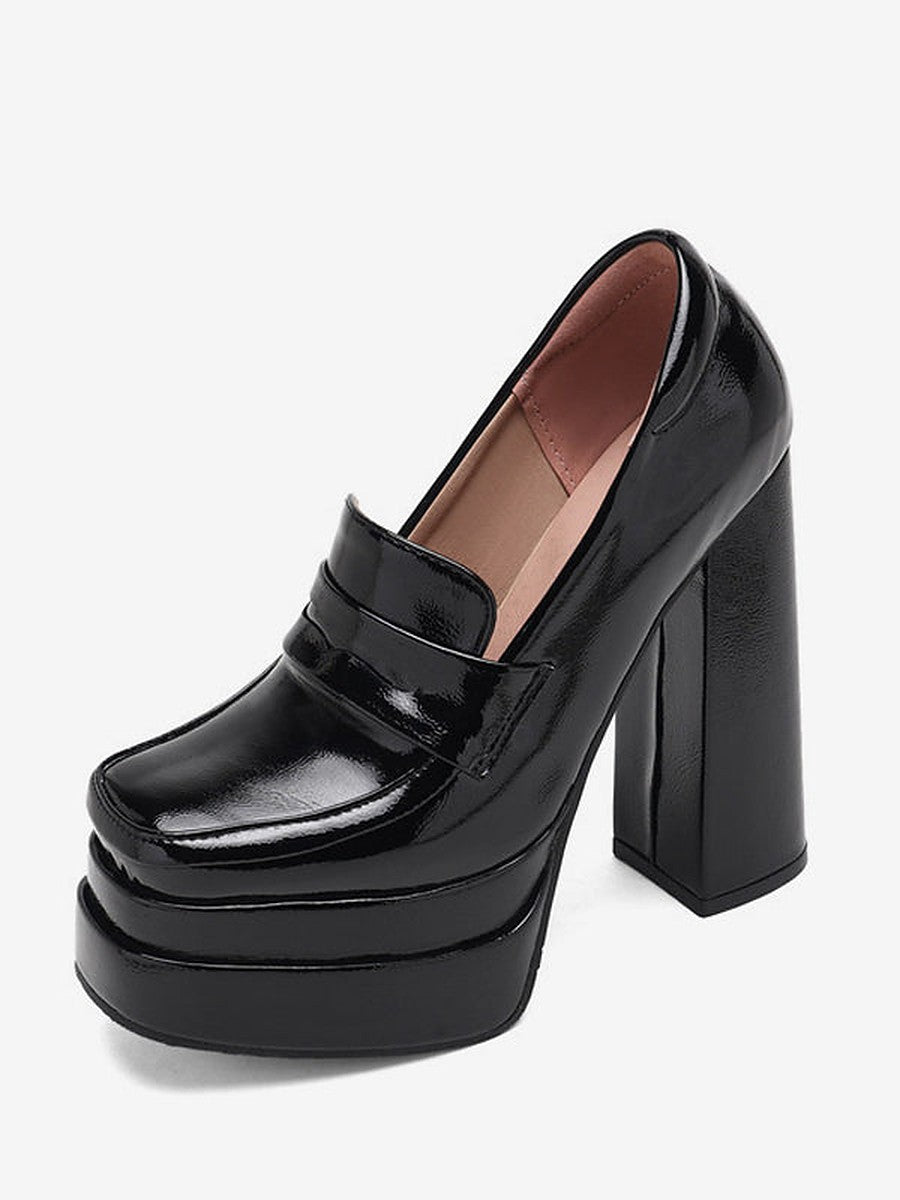 Black Platform Slip-On Loafers — view 1