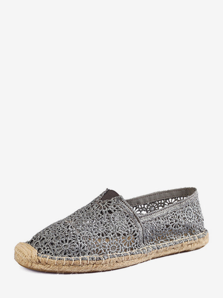 grey round toe slip on lace loafers — view 5