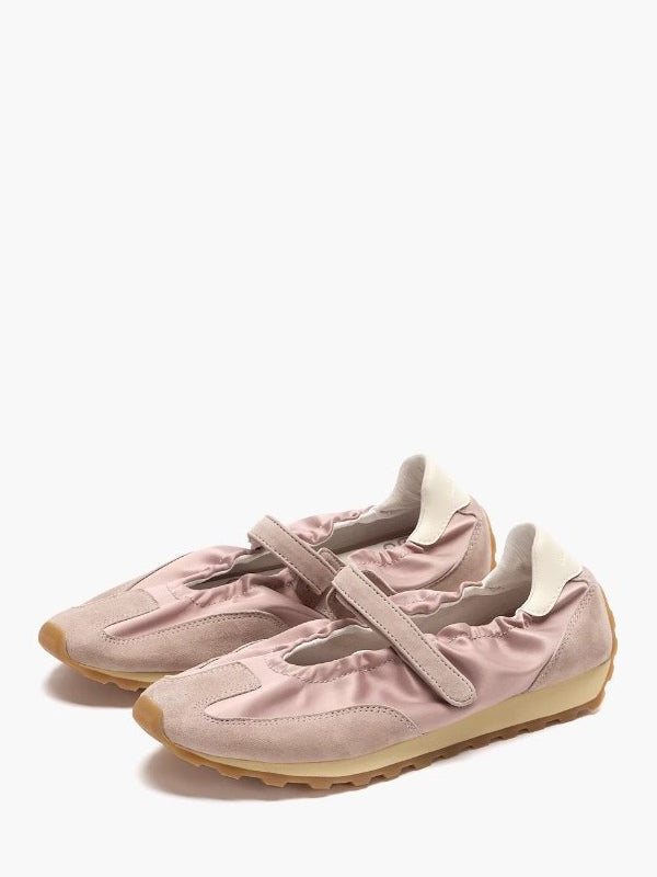 lilac round toe stretch panel trainers — view 1