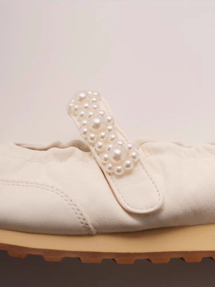 ivory round toe slip on trainers — view 4
