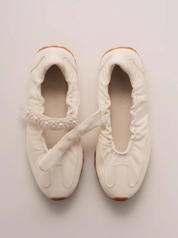 Ivory Round-Toe Slip-On Trainers — view 3