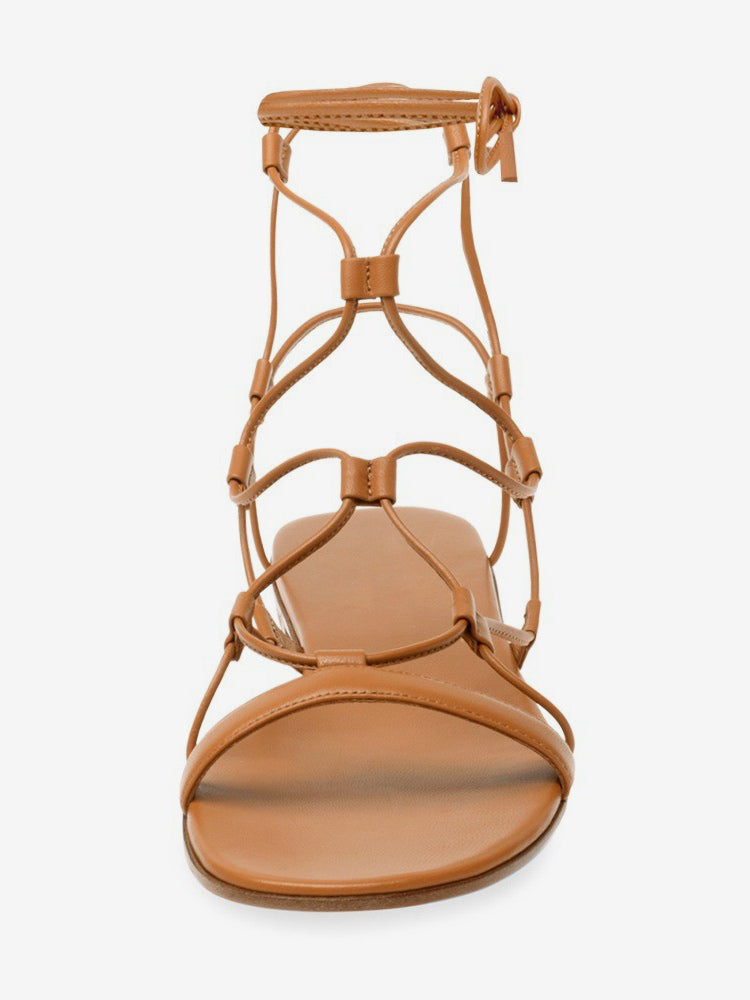 Brown Open-Toe Lace-Up Sandals — view 6