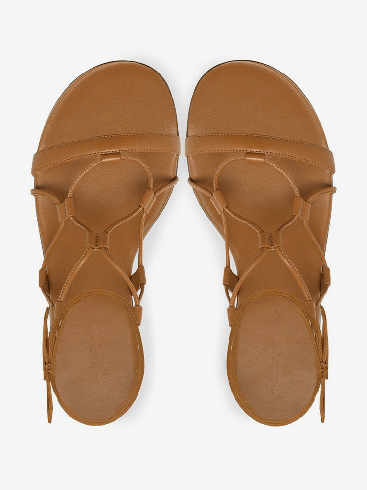 brown open toe lace up sandals — view 7