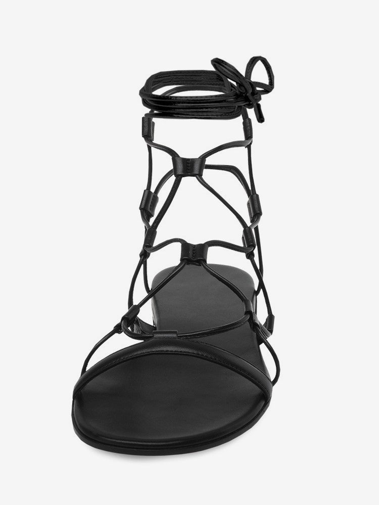 Brown Open-Toe Lace-Up Sandals — view 3