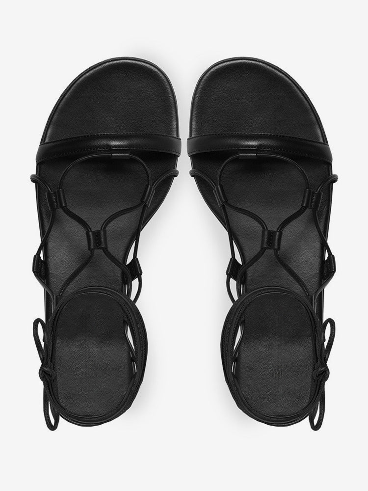 brown open toe lace up sandals — view 4