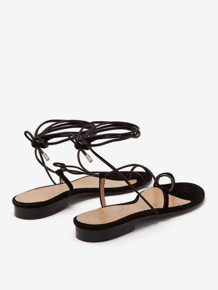 Black Open-Toe Lace-Up Sandals — view 2