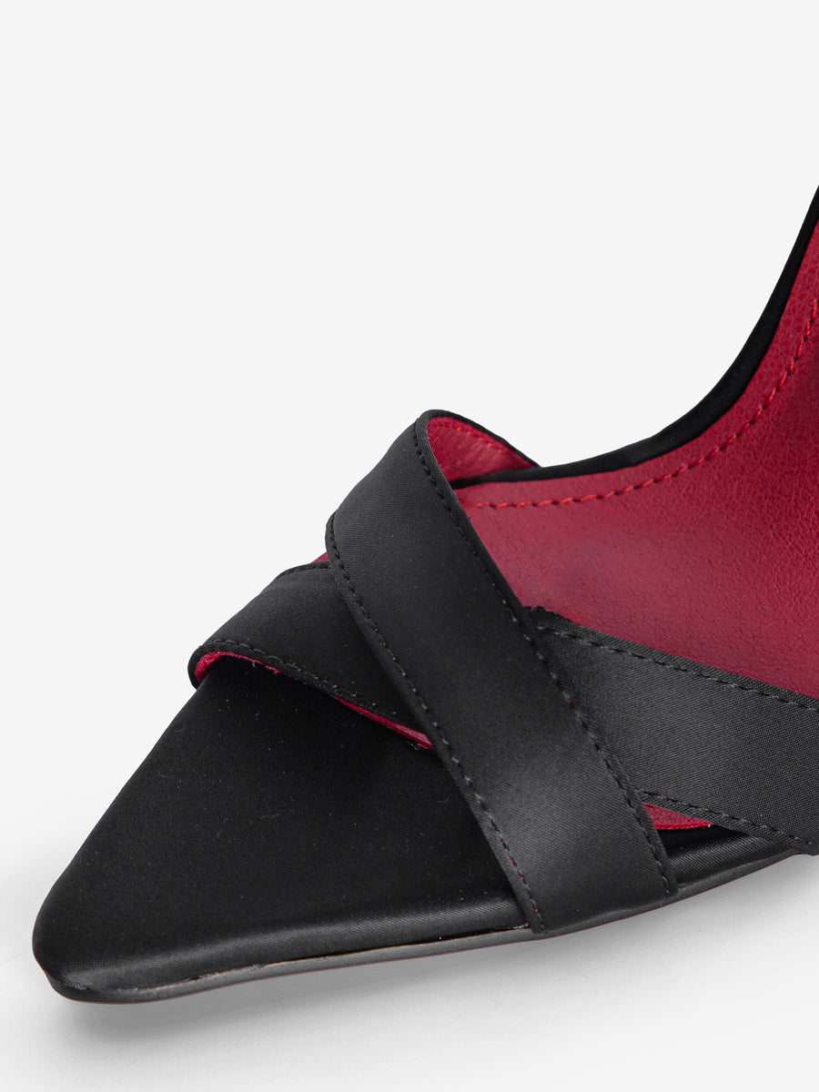 black open toe satin wedge sandals — view 7