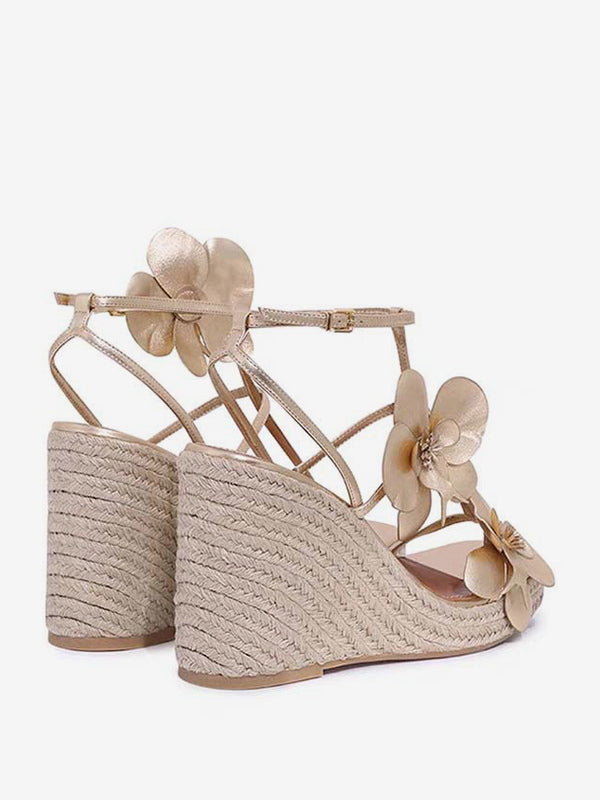 Gold Open-Toe Platform Wedge Sandals — view 3