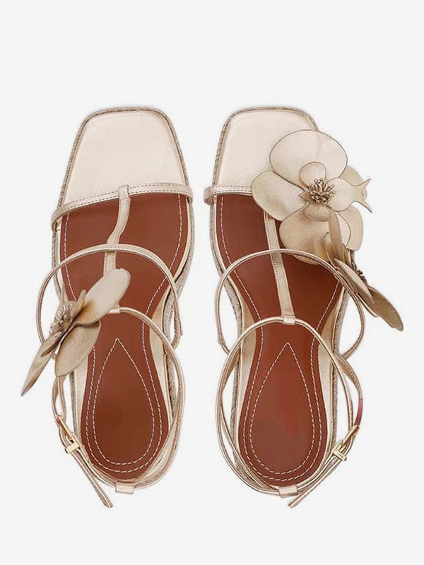 gold open toe platform wedge sandals — view 4