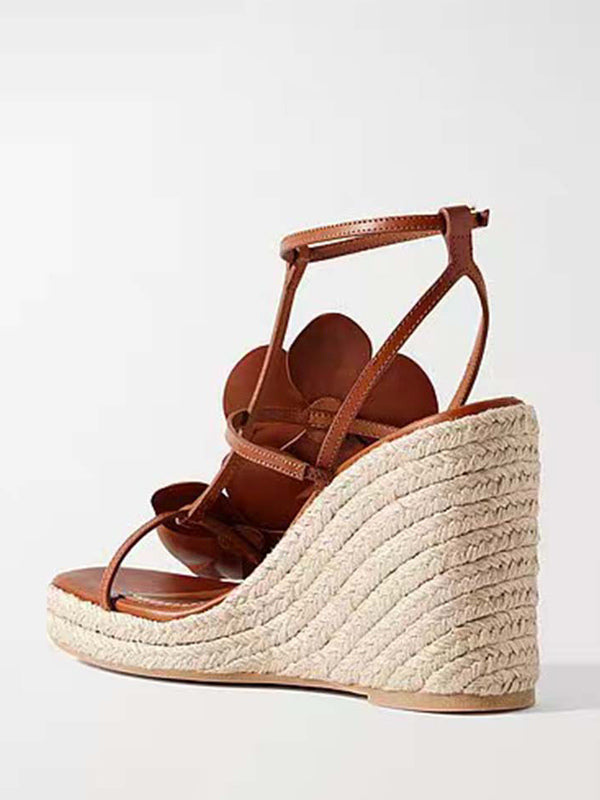 Gold Open-Toe Platform Wedge Sandals — view 6
