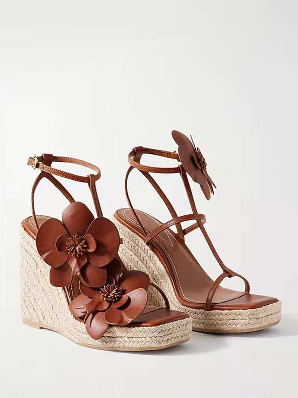 Gold Open-Toe Platform Wedge Sandals — view 5