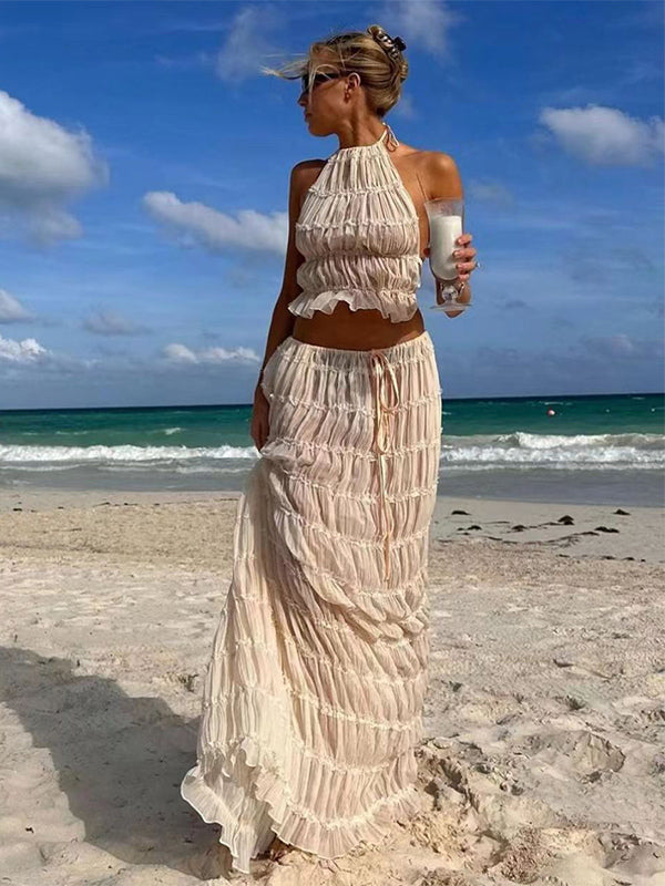 Apricot Halter-Neck Longline Two-Piece Set — view 3
