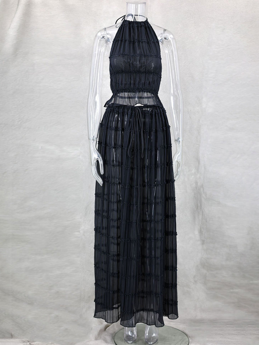 Apricot Halter-Neck Longline Two-Piece Set — view 12