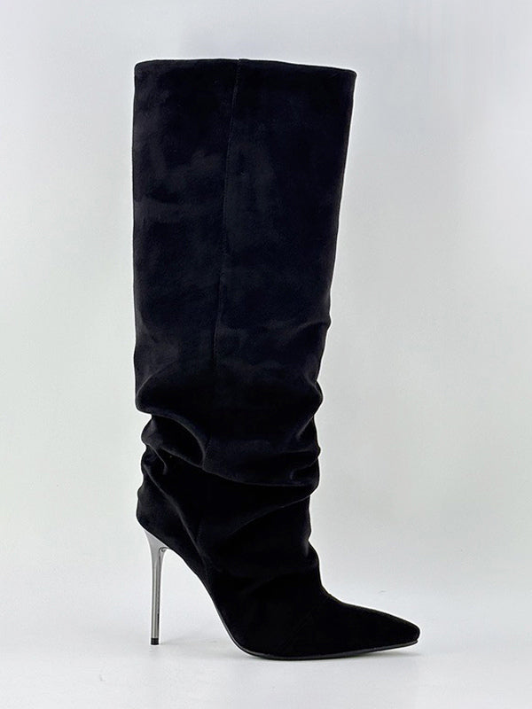 Brown Pointed-Toe Knee-High Boots — view 5