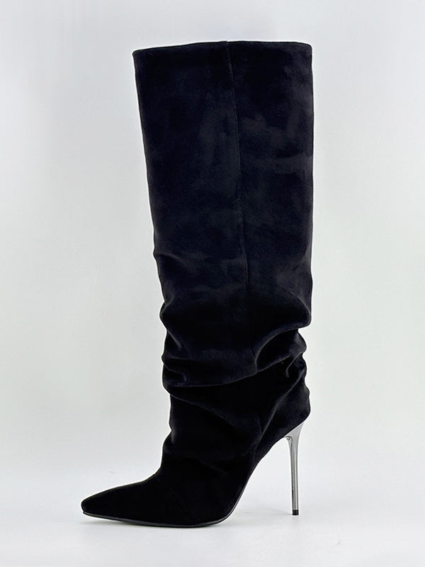 Brown Pointed-Toe Knee-High Boots — view 4