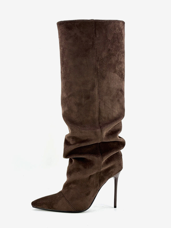 Brown Pointed-Toe Knee-High Boots — view 3