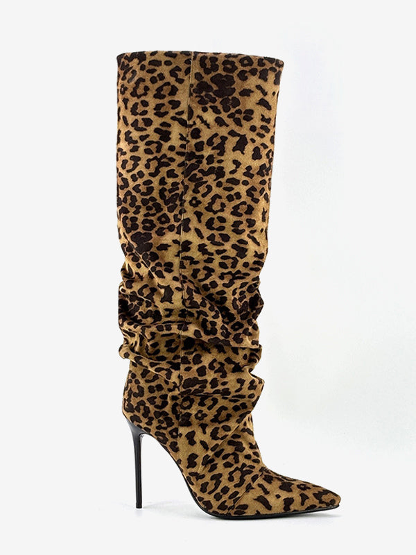 Brown Pointed-Toe Knee-High Boots — view 2