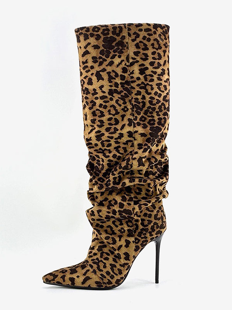 Brown Pointed-Toe Knee-High Boots — view 1