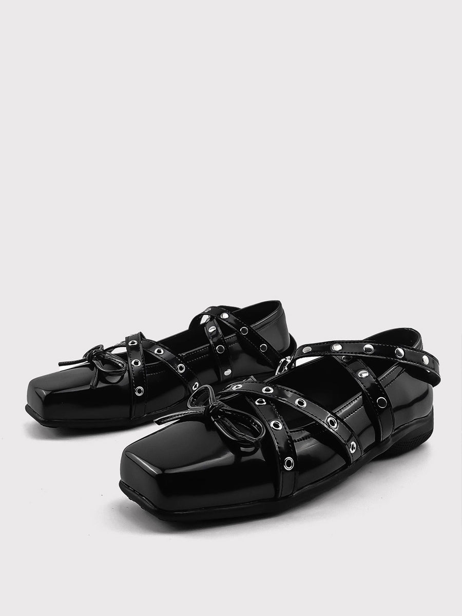 black square toe ballet flats — view 1