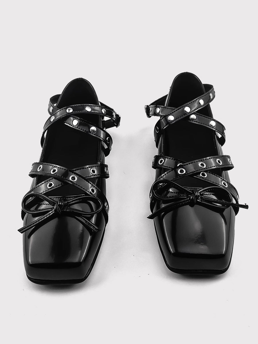 black square toe ballet flats — view 3