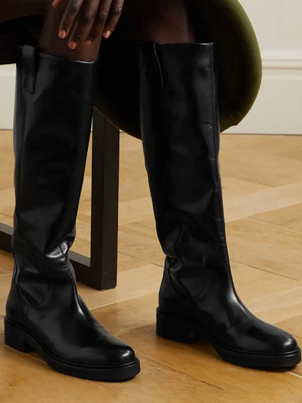 Brown Round-Toe Knee-High Boots — view 4