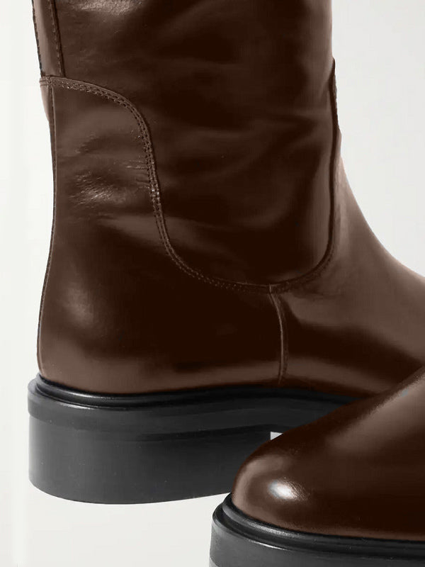 Brown Round-Toe Knee-High Boots — view 7