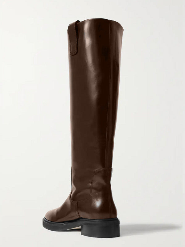 Brown Round-Toe Knee-High Boots — view 6