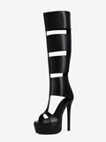 Black Open-Toe Platform Cut-Out Gladiator Sandals — view 1