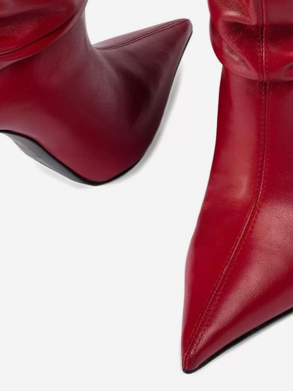 Red Pointed-Toe Ankle Boots — view 5