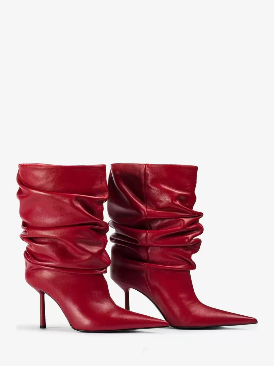 Red Pointed-Toe Ankle Boots — view 4
