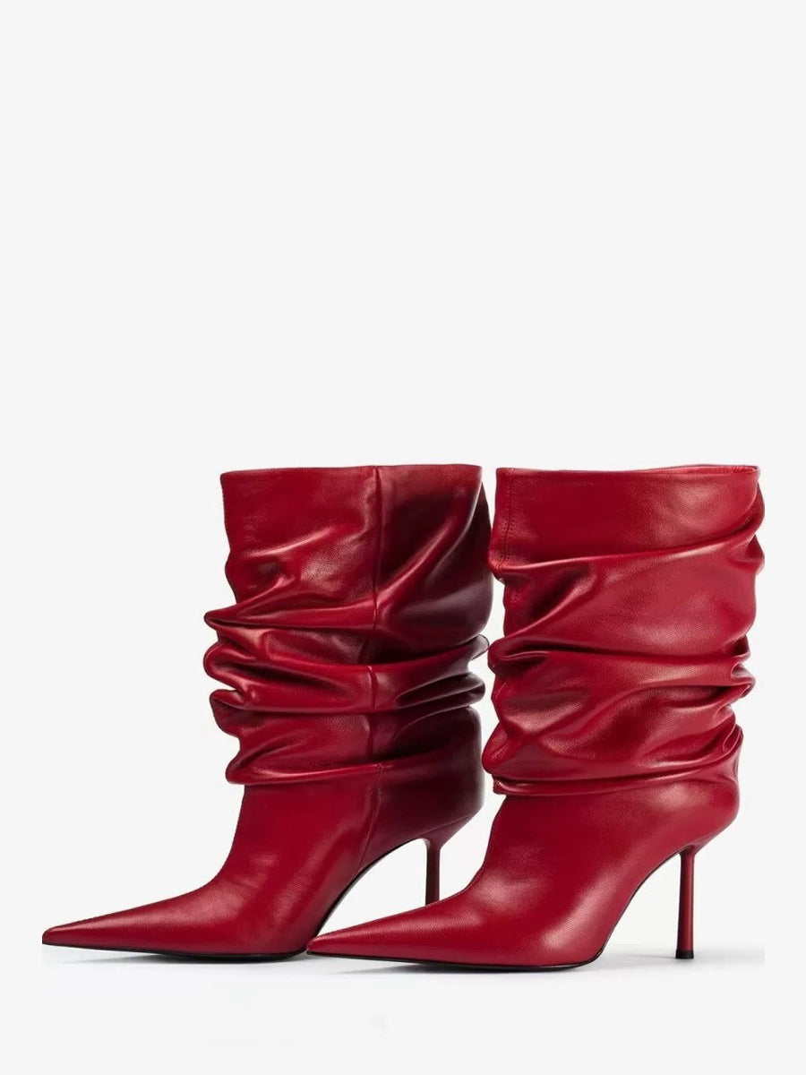 Red Pointed-Toe Ankle Boots — view 3