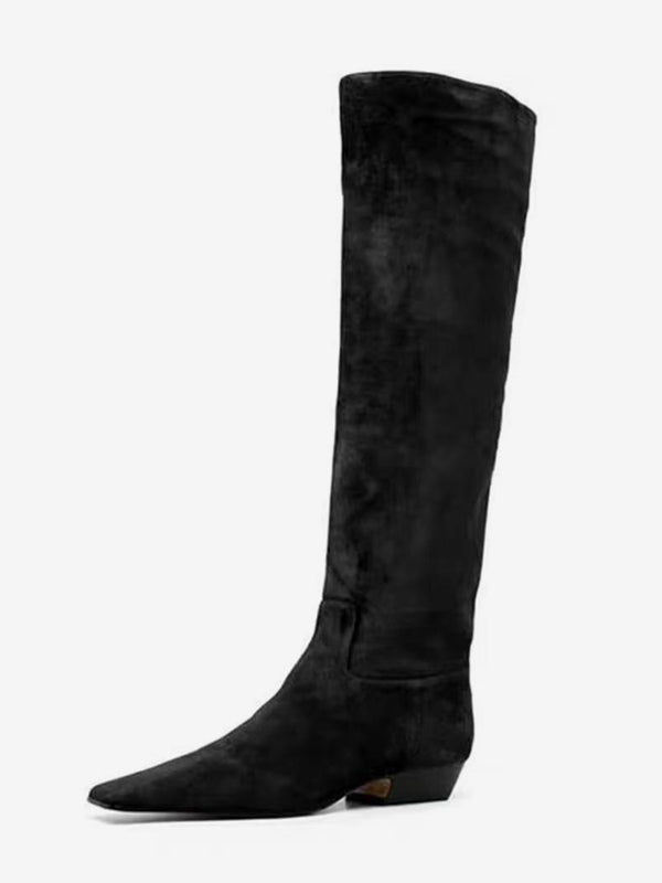 Burgundy Suede-Effect Knee-High Boots — view 4