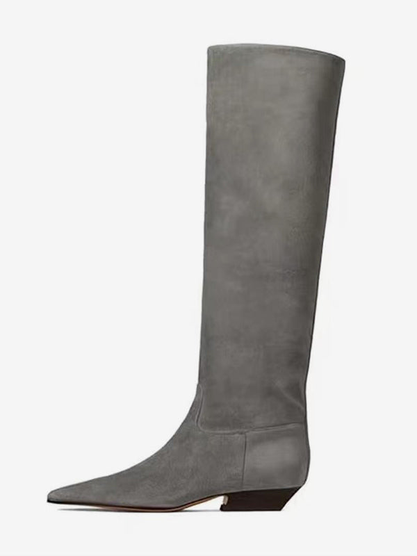 Burgundy Suede-Effect Knee-High Boots — view 3