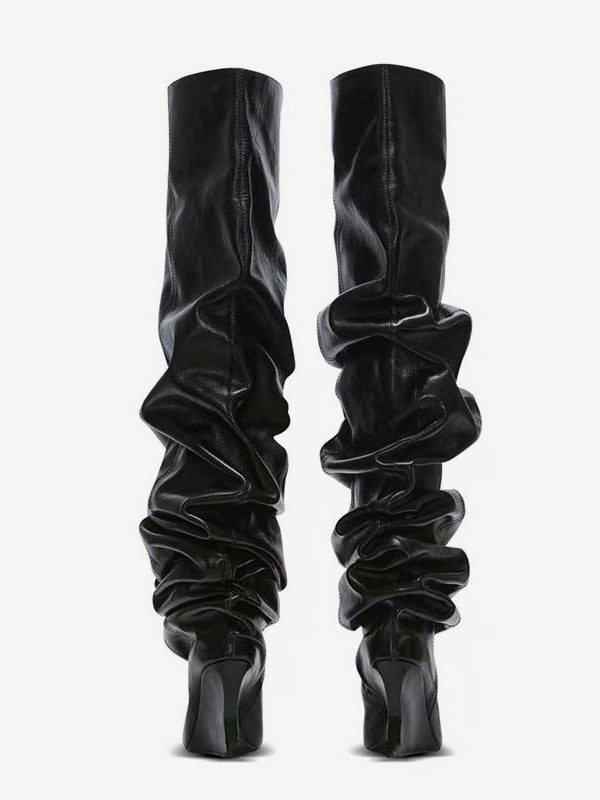 Beige Wedge Over-The-Knee Boots — view 5