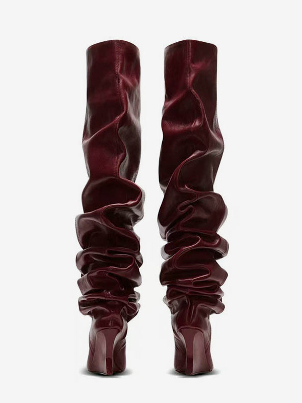 Beige Wedge Over-The-Knee Boots — view 2