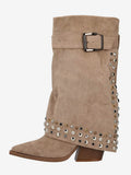Apricot Pointed-Toe Block Heel Buckle Boots — view 1
