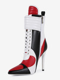 Red Pointed-Toe Lace-Up Ankle Boots — view 1